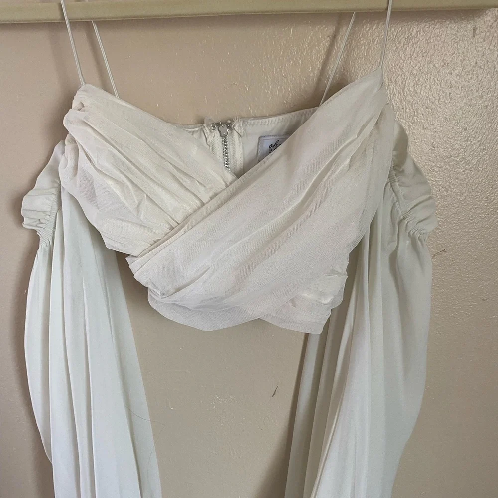 Cute Satin cross crop top - Picture 2 of 3